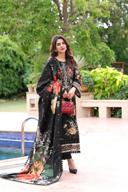 Stitched Print Khadar Emb Warm Shawl 3pc