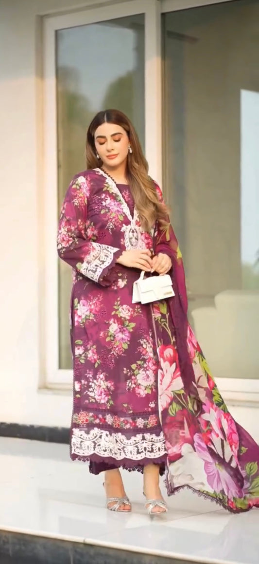 Embroidered 3 Piece |  stitched